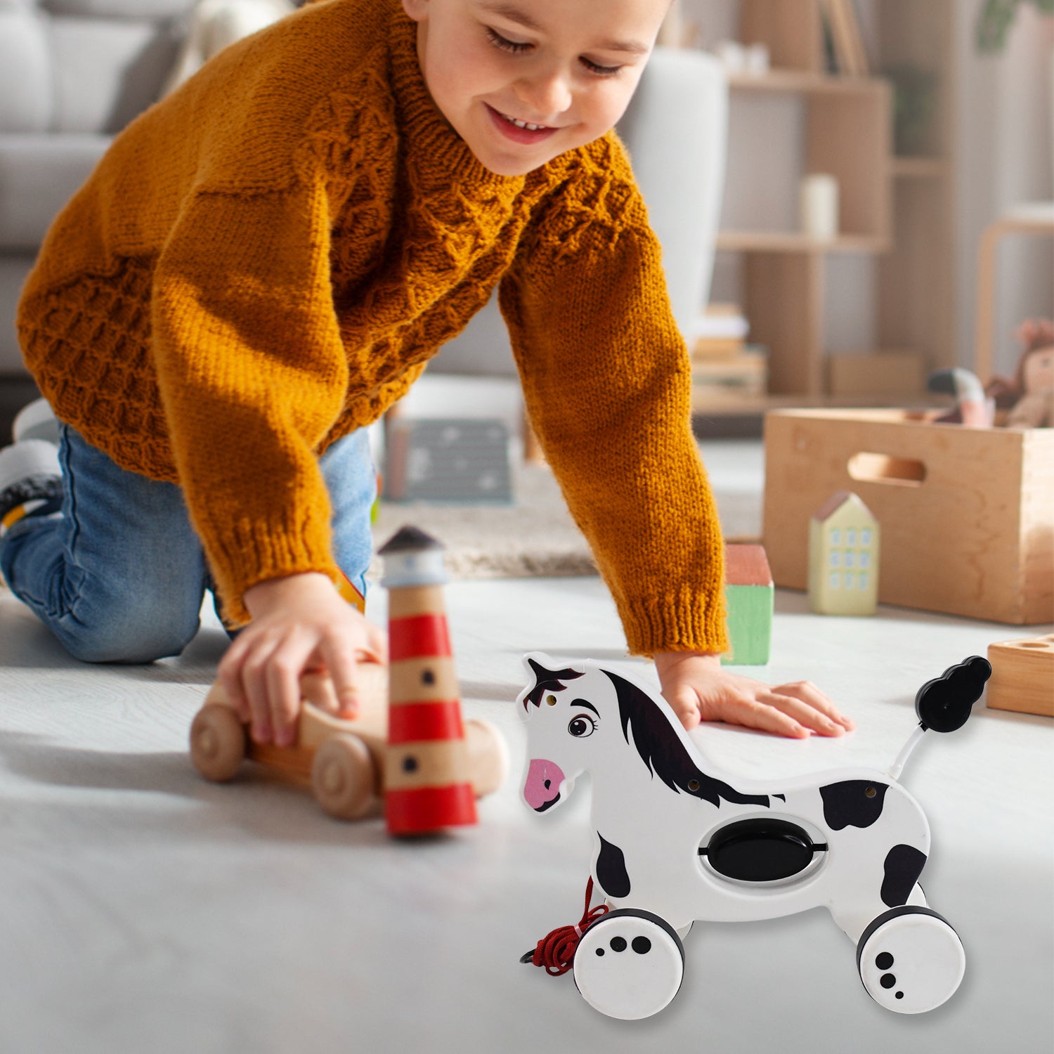 Hourse Pull Along Toddler Toy With Attractive Design - Springkart 