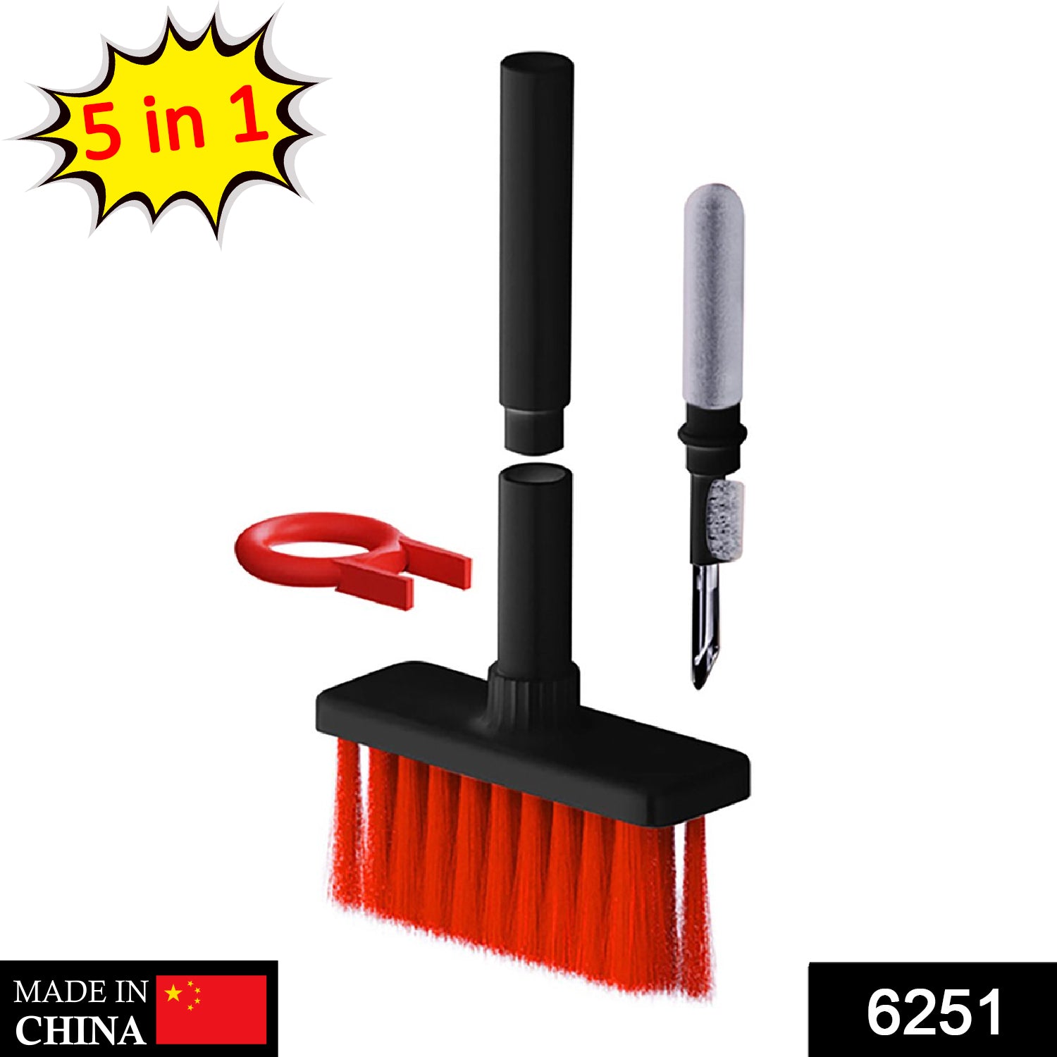 6251 5in1 Multi-function Soft Dust Clean Bush For Computer Cleaning With Corner Gap Duster Keycap Puller Remover For Gamer Pc - Springkart 