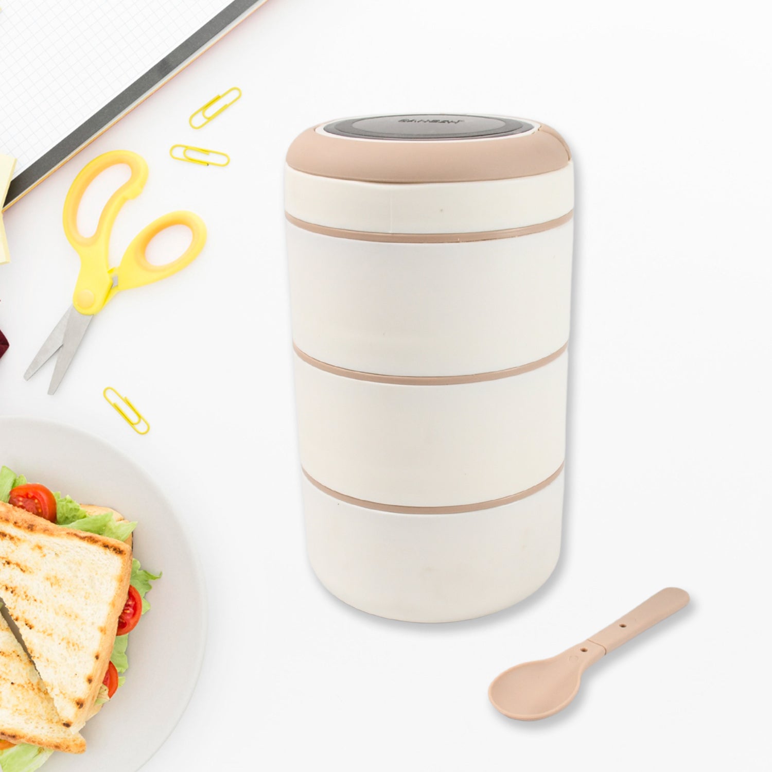 Ganesh Smart Stack 23 Layer Portable Lunch Box Stainless Steel Airtight Leak-proof Lunch Box For Office School Picnic Color May Vary (2 Layer 3 Layer) - Springkart 