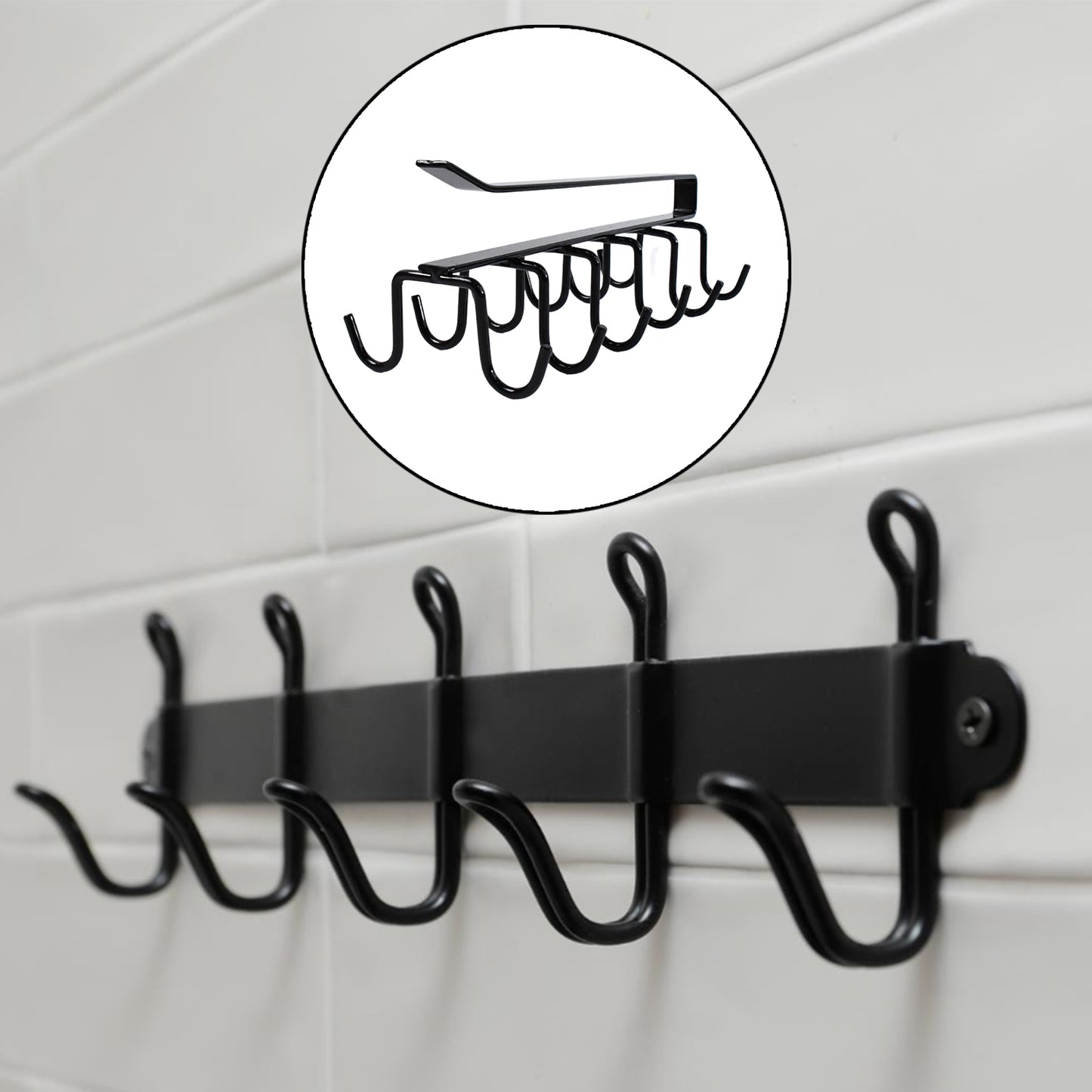 Double-row Metal Cupholder Rack Multi-purpose Iron Hanger With 6 Hooks (1 Pc) - Springkart 