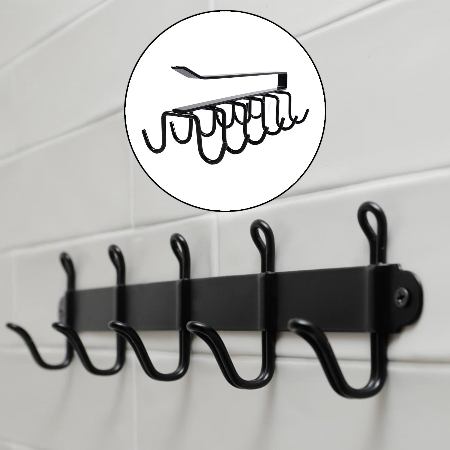 Double-row Metal Cupholder Rack Multi-purpose Iron Hanger With 6 Hooks (1 Pc) - Springkart 