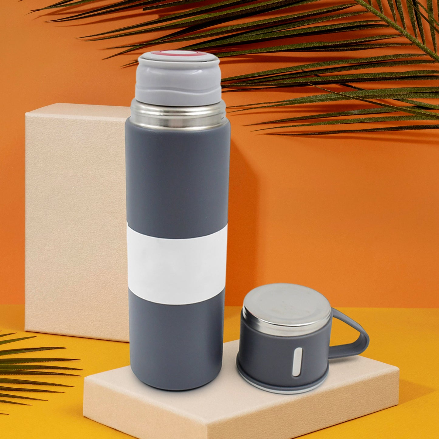 Stainless Steel Vacuum Insulated Water Bottle With Coffee Tea Mug (500 Ml) - Springkart 
