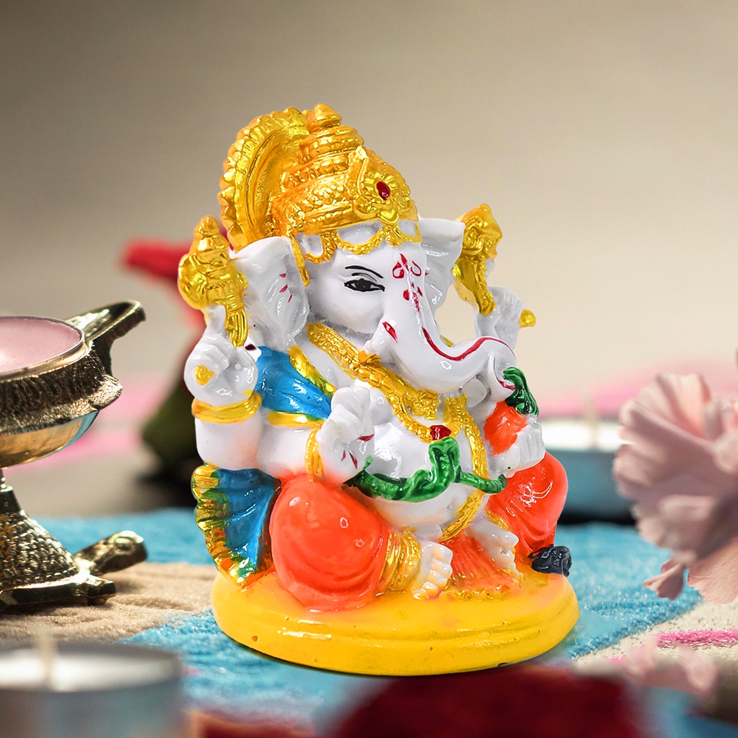 Lord Ganesha Idol Ganpati Statue Ganpatii Bappa Showpiece For Gifts (1 Pc) - Springkart 