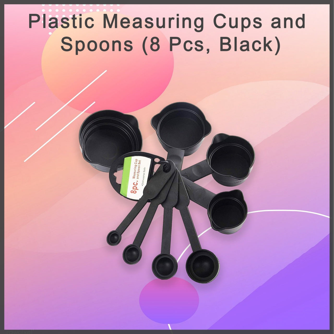 Plastic Measuring Cups and Spoons (8 Pcs, Black) - Springkart 