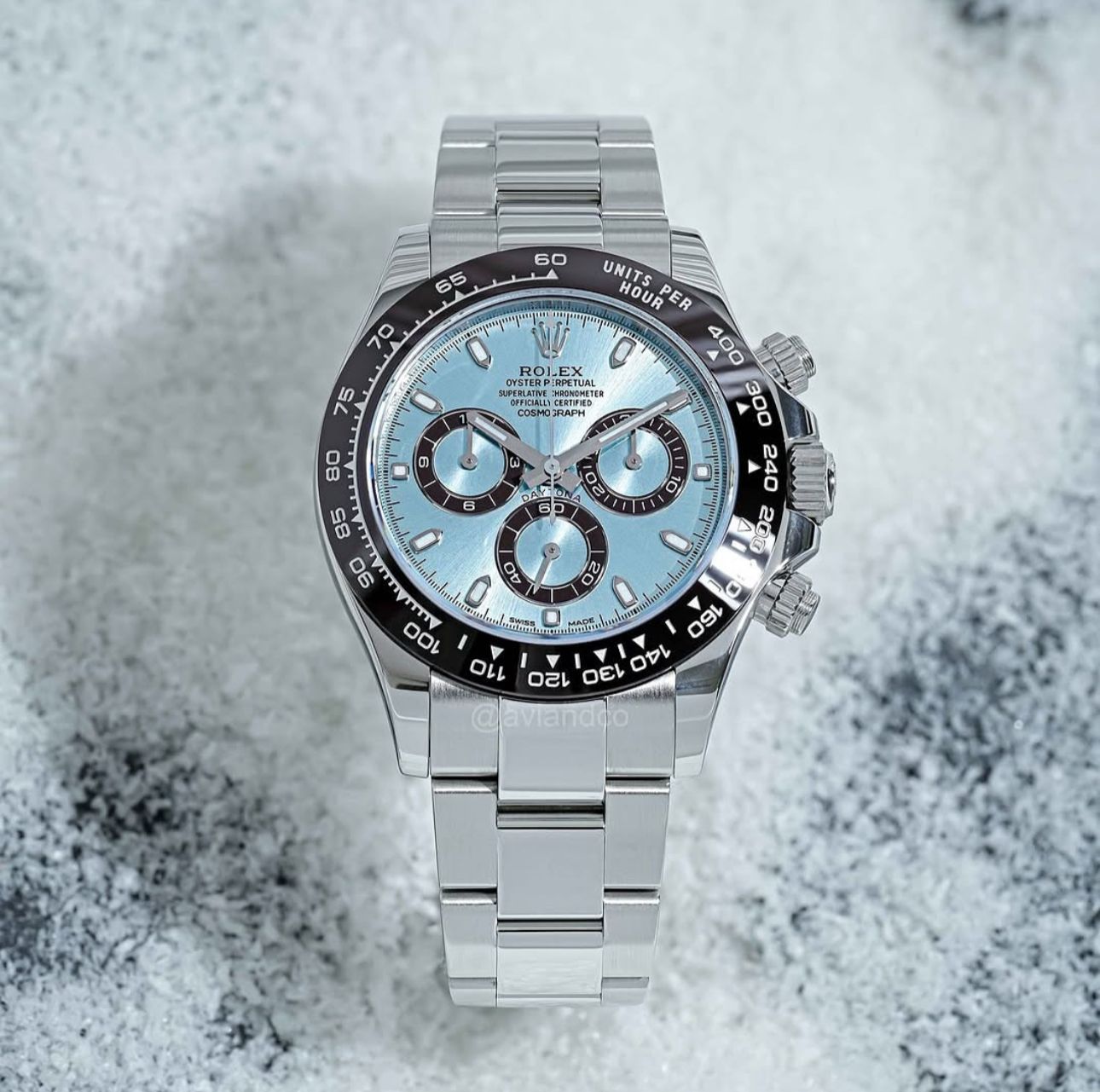 Rolex cosomograph Daytona platinum ice blue dial with Brown CERACHROM BEZEL