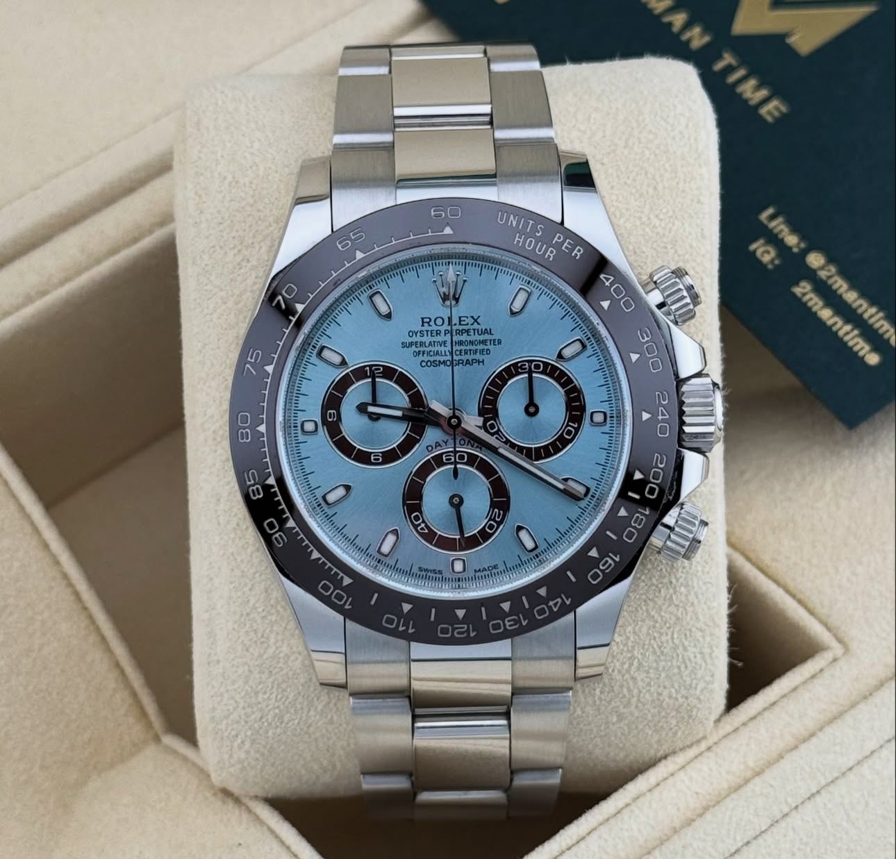 Rolex cosomograph Daytona platinum ice blue dial with Brown CERACHROM BEZEL