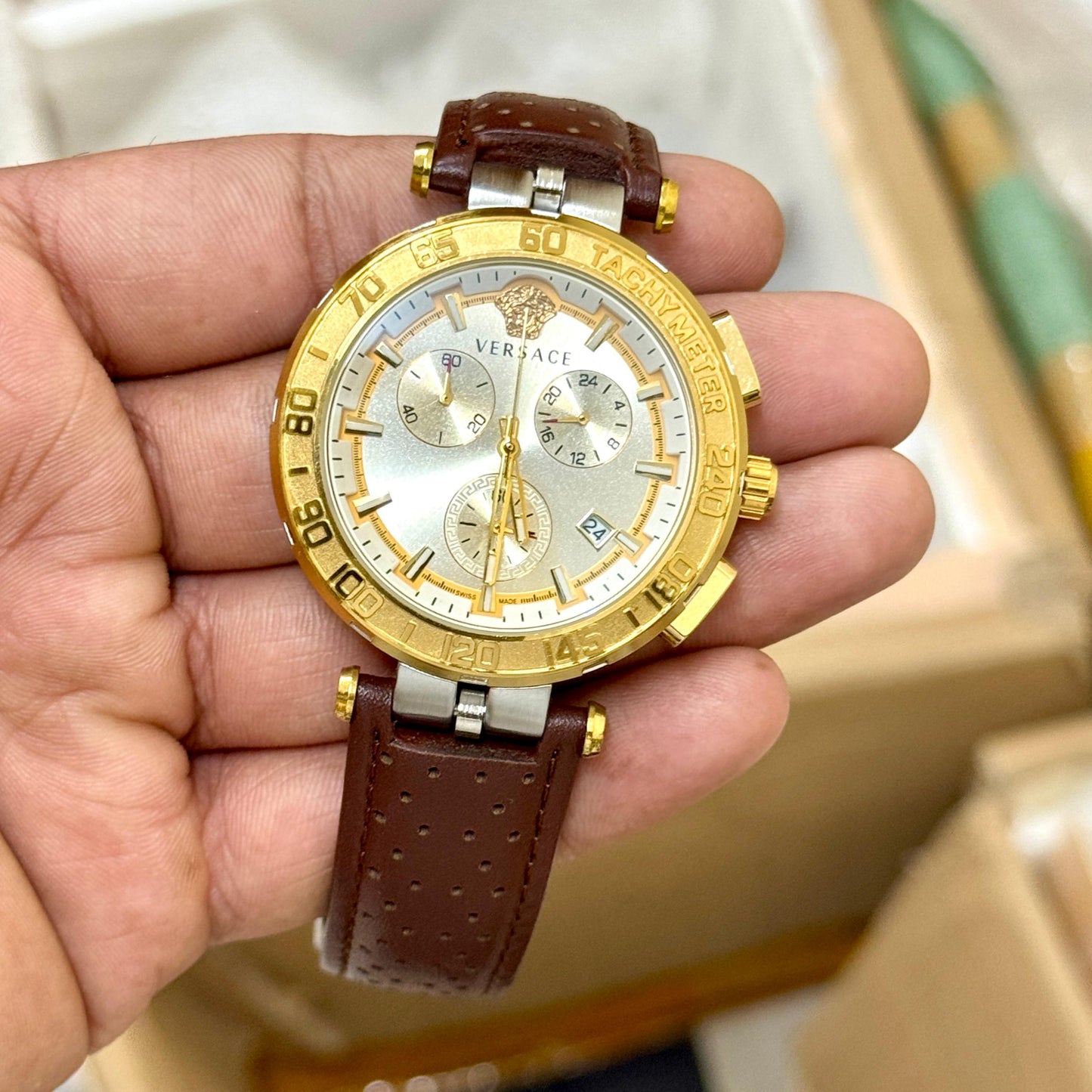 Versace Pure Premium Quality stop watch Greca chronograph machinery