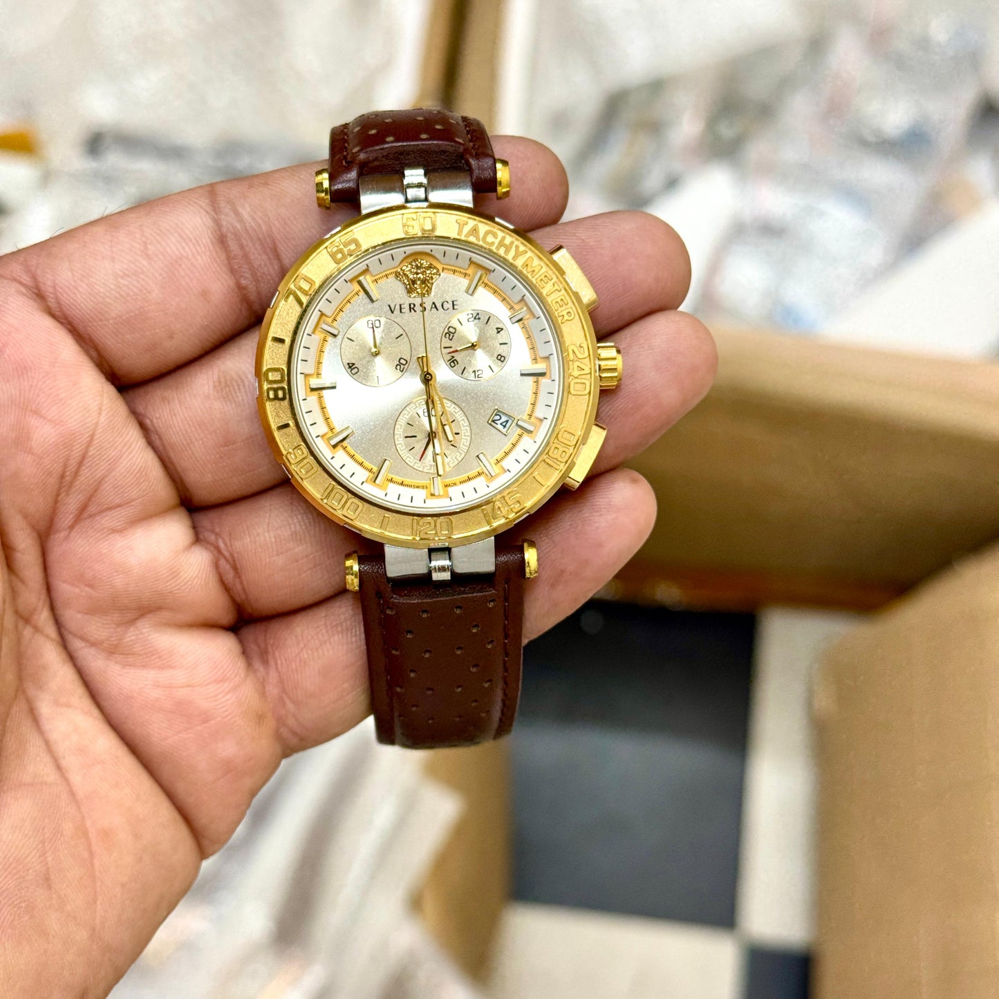 Versace Pure Premium Quality stop watch Greca chronograph machinery