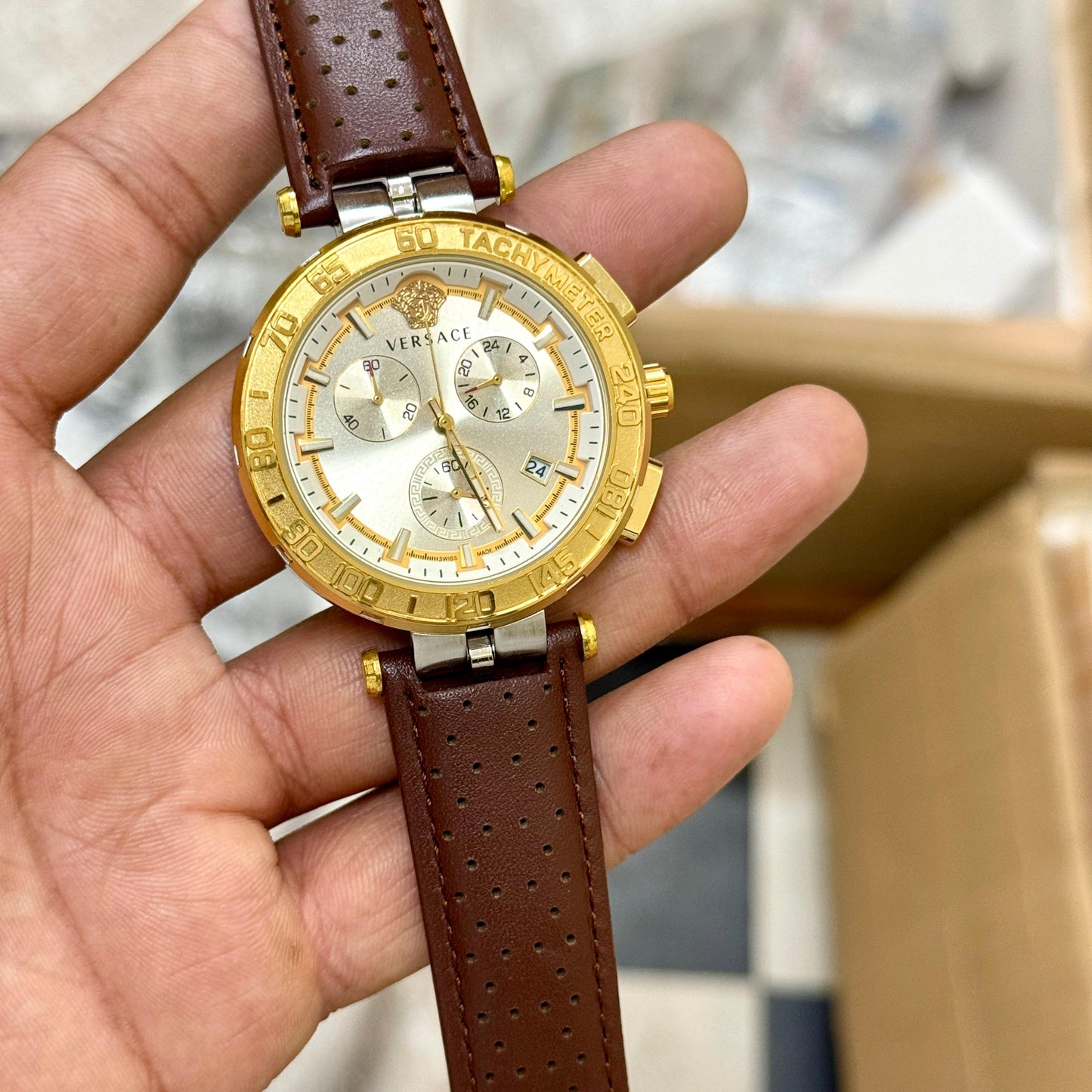 Versace Pure Premium Quality stop watch Greca chronograph machinery