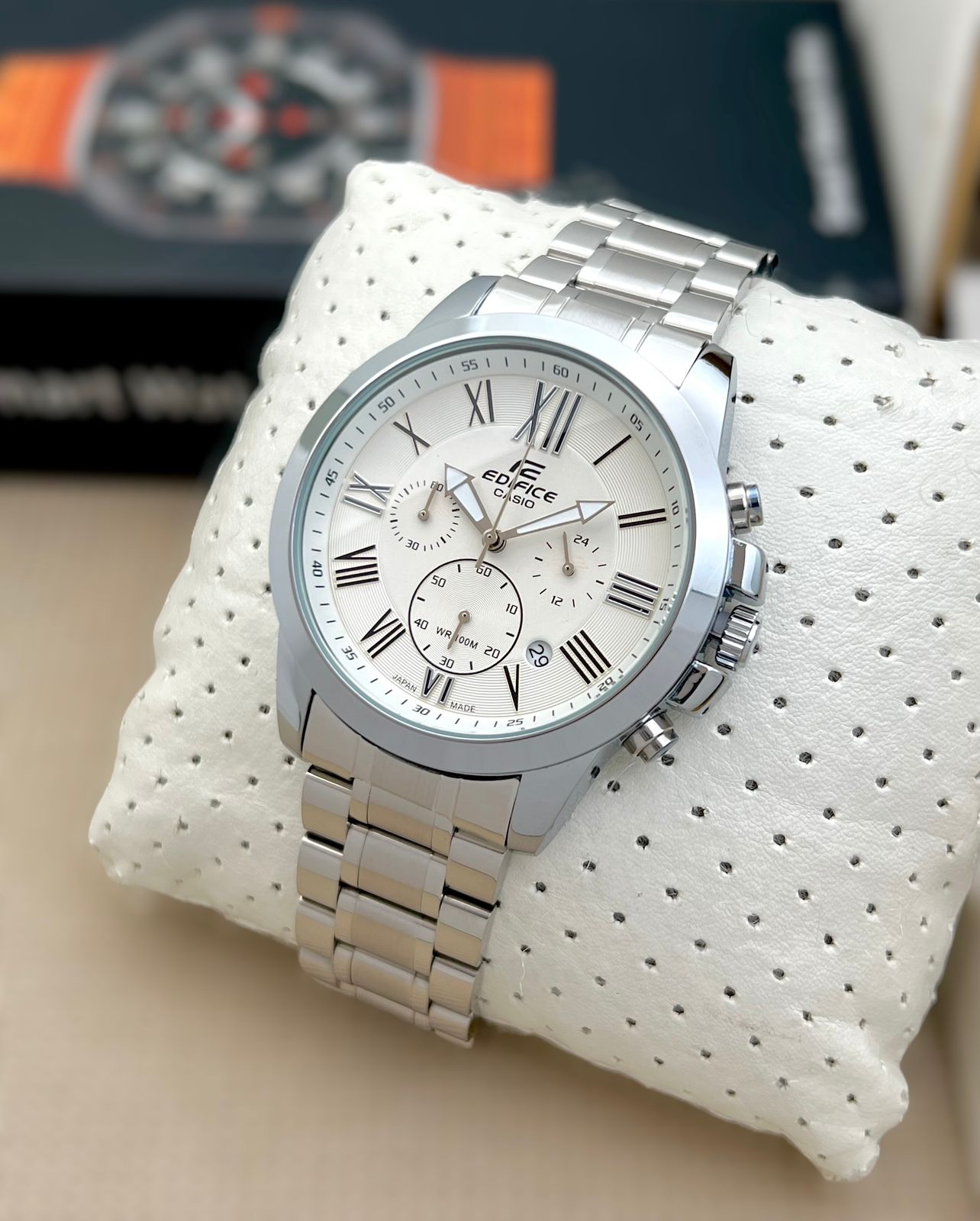 EDIFICE CASIO Silver block rose gold Stainless Steel Bracelet