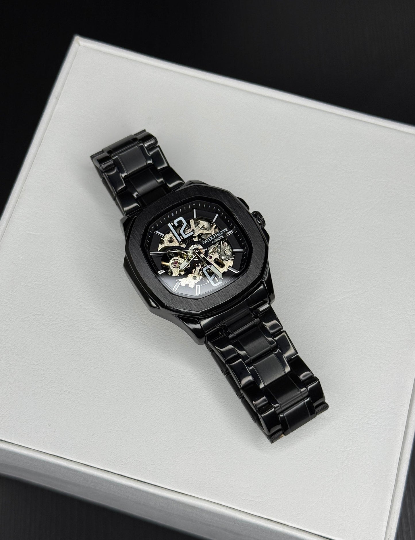 Patek philippe Mens Luxury Skeleton Automatic Mechanical Wrist Watch