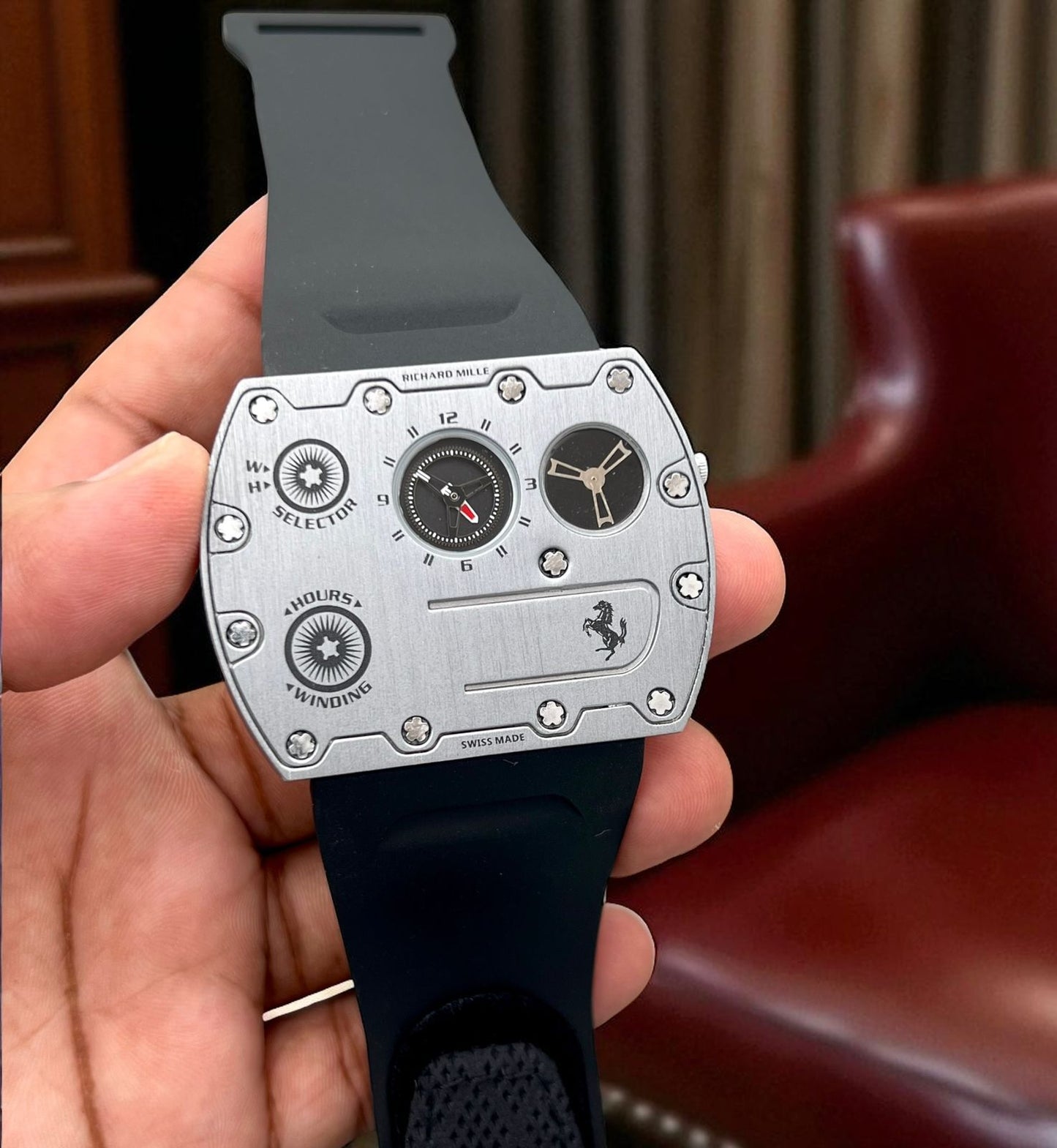 *Richard Mille RM UP-01 Ferrari Ultraflat  Titanium Silver Dial  Limited Edition😍*