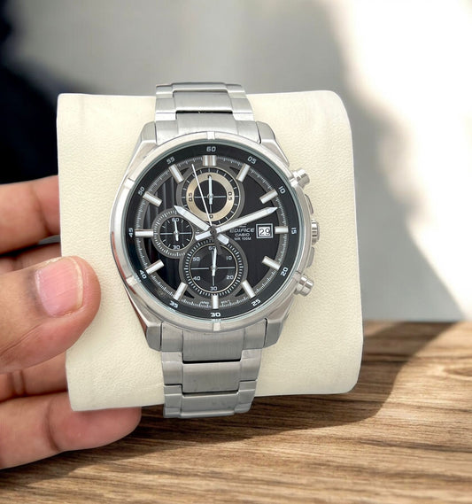 Casio Edifice Men's Chronograph Watch – Japanese Movement | Black Dial | Steel Bracelet