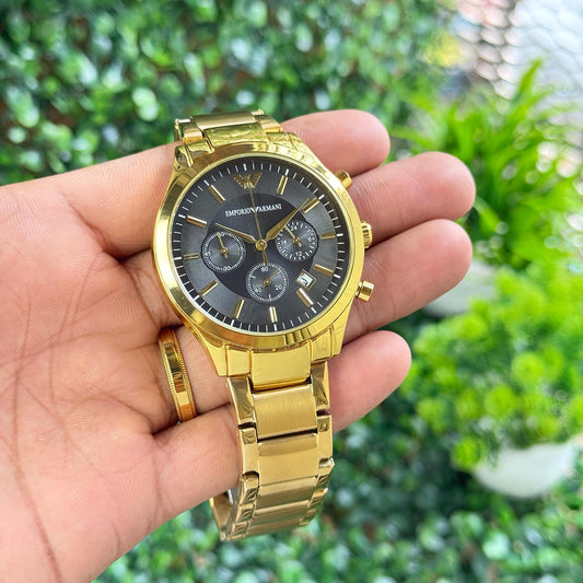 Emporio Armani Royal Men's Watch | Black Ion-Plated Steel | Chronograph | 43mm | 7AA
