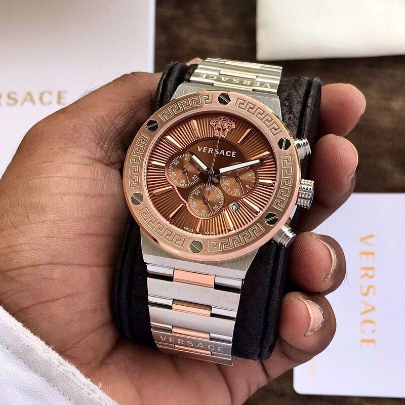 VERSACE Chronograph Rosegold & Steel Tu-ton Watche's