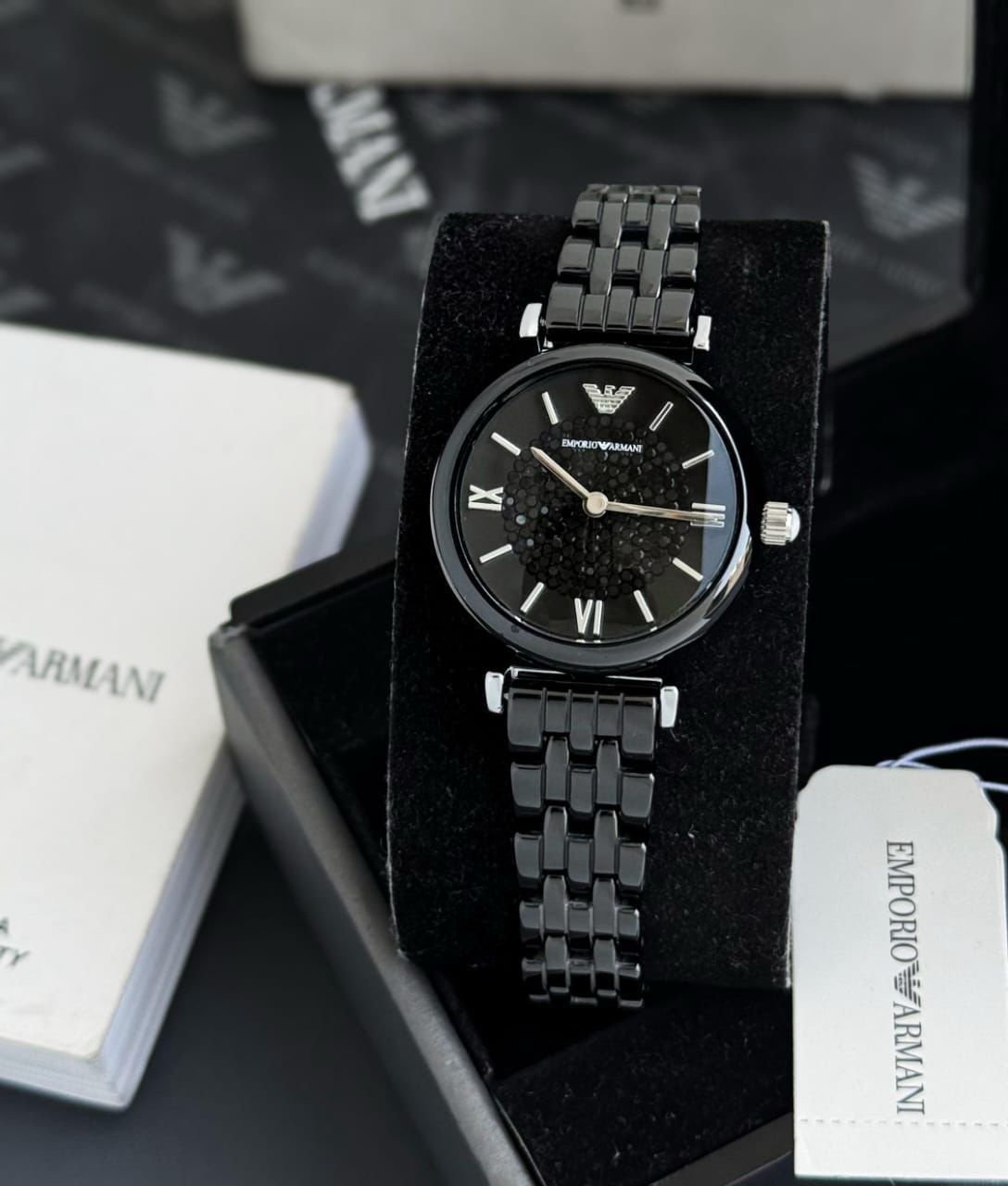 Emporio Armani Women's Ceramica Watch, Classic Black White ceramic Watch