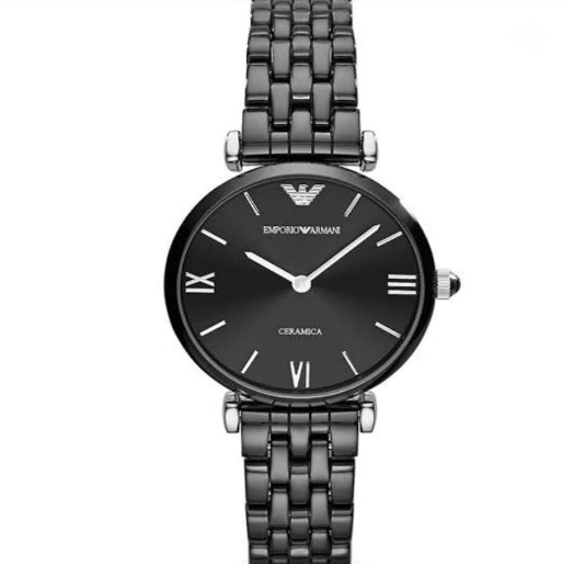 Emporio Armani Women's Ceramica Watch, Classic Black White ceramic Watch