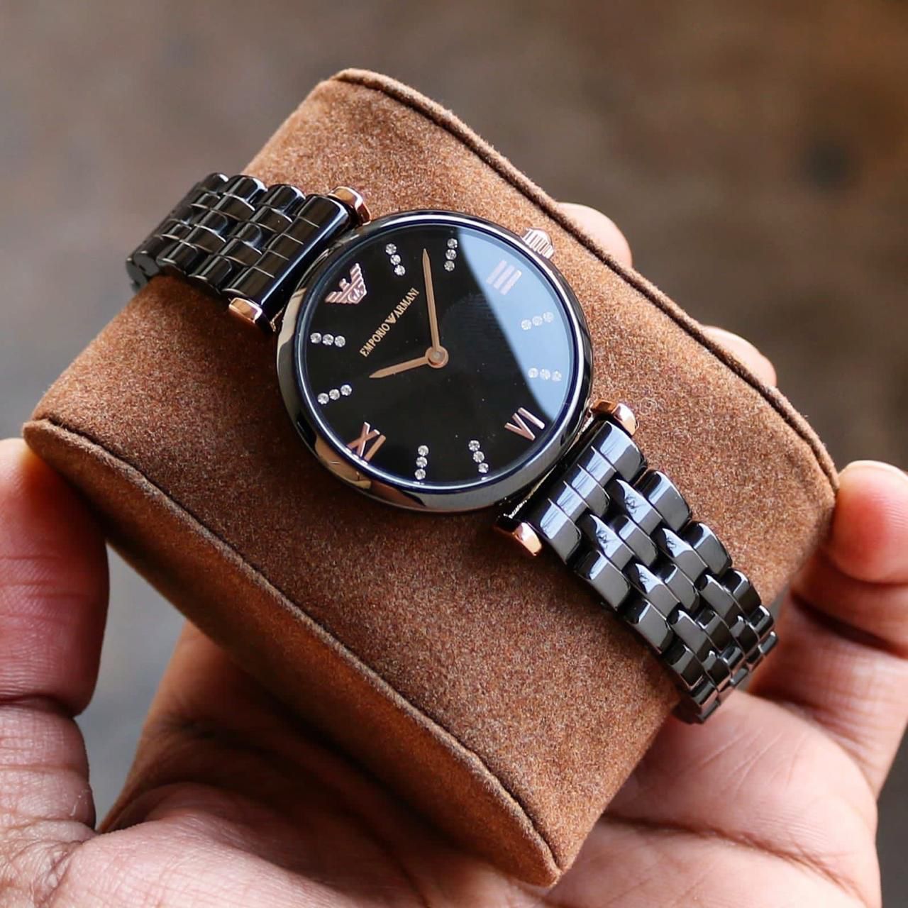 Emporio Armani Women's Ceramica Watch, Classic Black White ceramic Watch