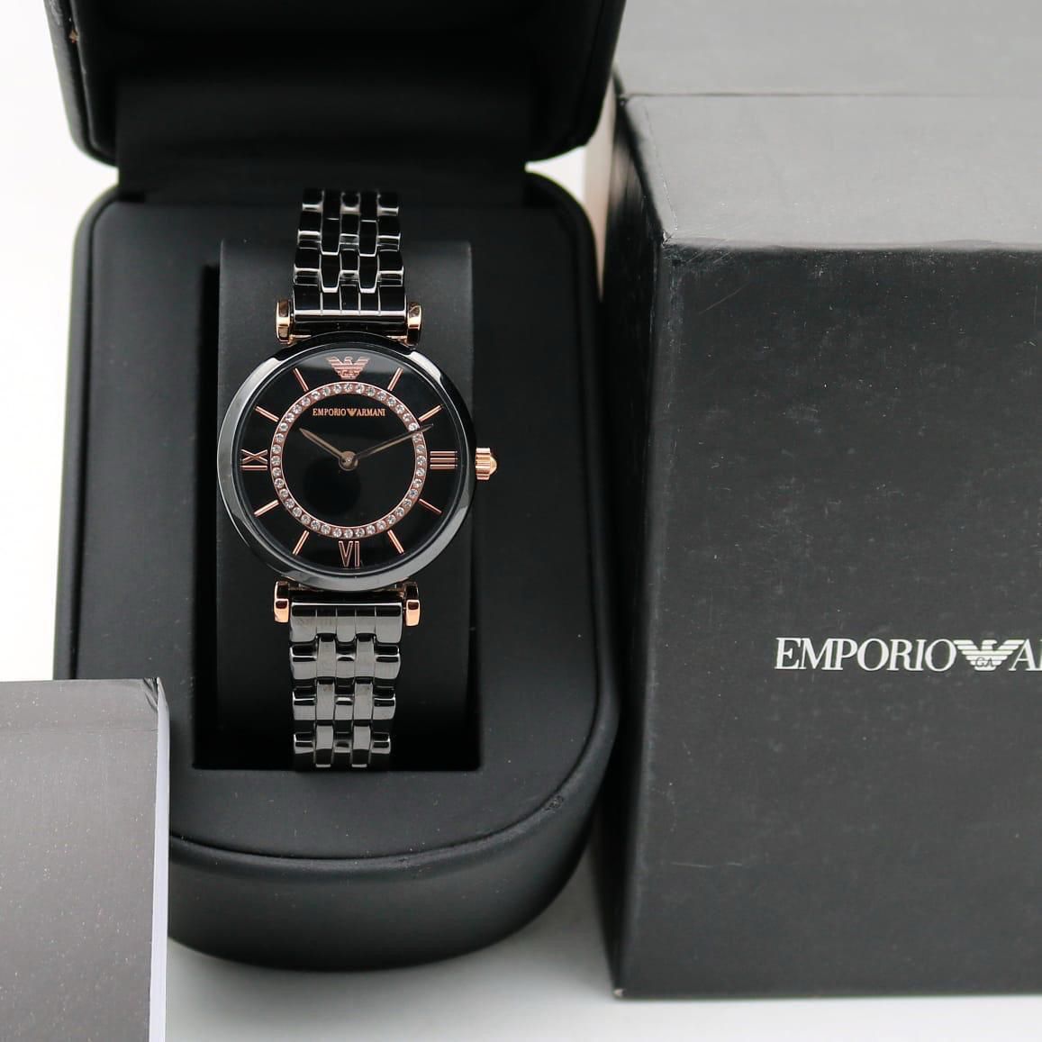Emporio Armani Women's Ceramica Watch, Classic Black White ceramic Watch