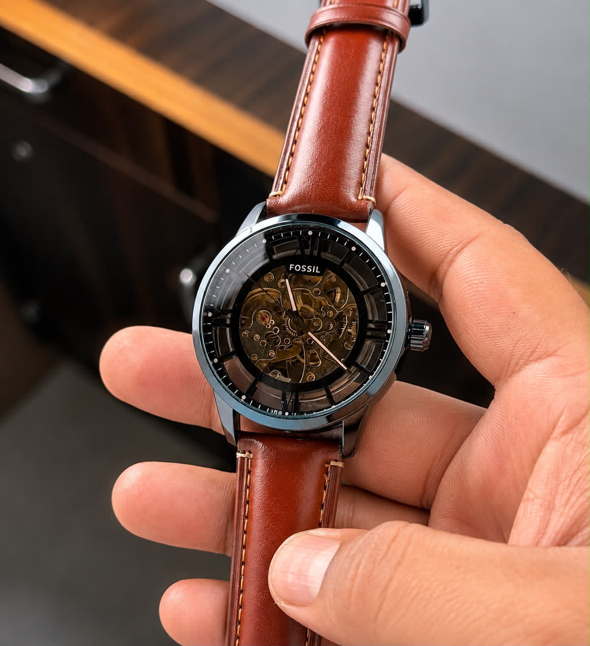 Luxury Automatic Skeleton Dial Men's Watch – Premium Leather Strap | M