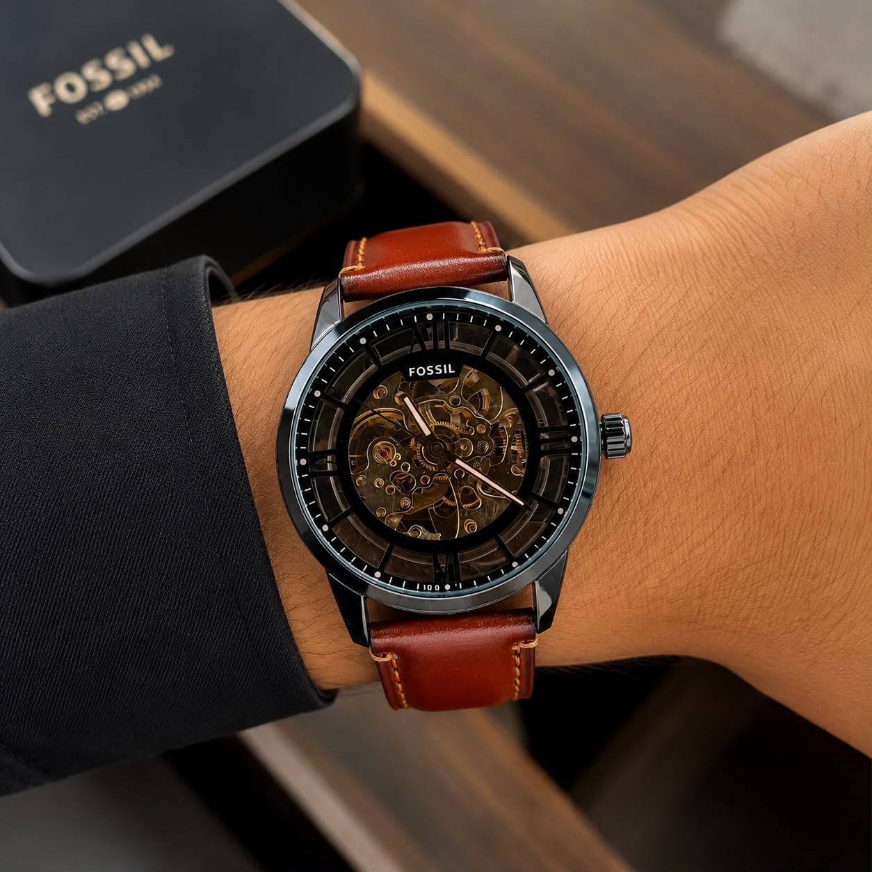 Luxury Automatic Skeleton Dial Men's Watch – Premium Leather Strap | M