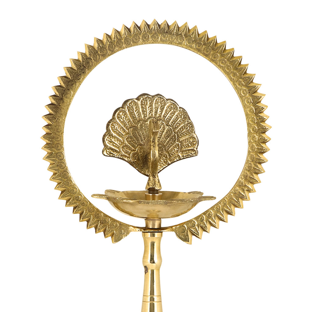 9 Inch Pure Brass Mor Kiran Standing Diya