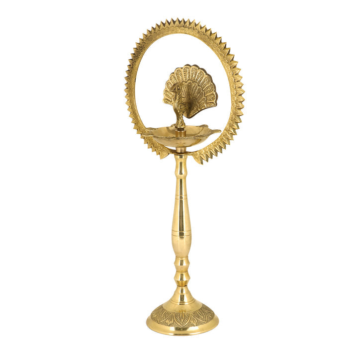 9 Inch Pure Brass Mor Kiran Standing Diya