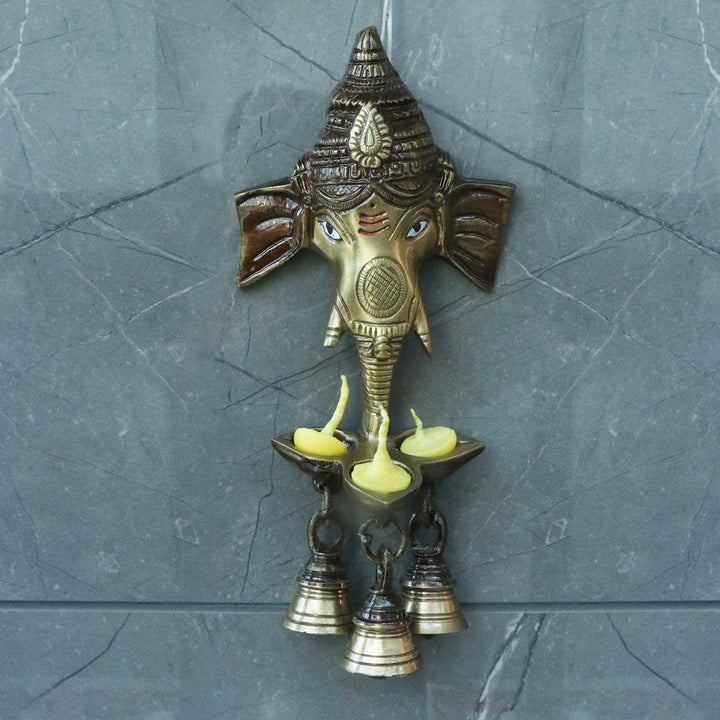 Ganesh Wall Hanging with Bell & Diya |