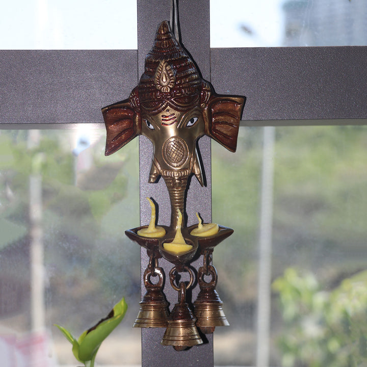 Ganesh Wall Hanging with Bell & Diya |