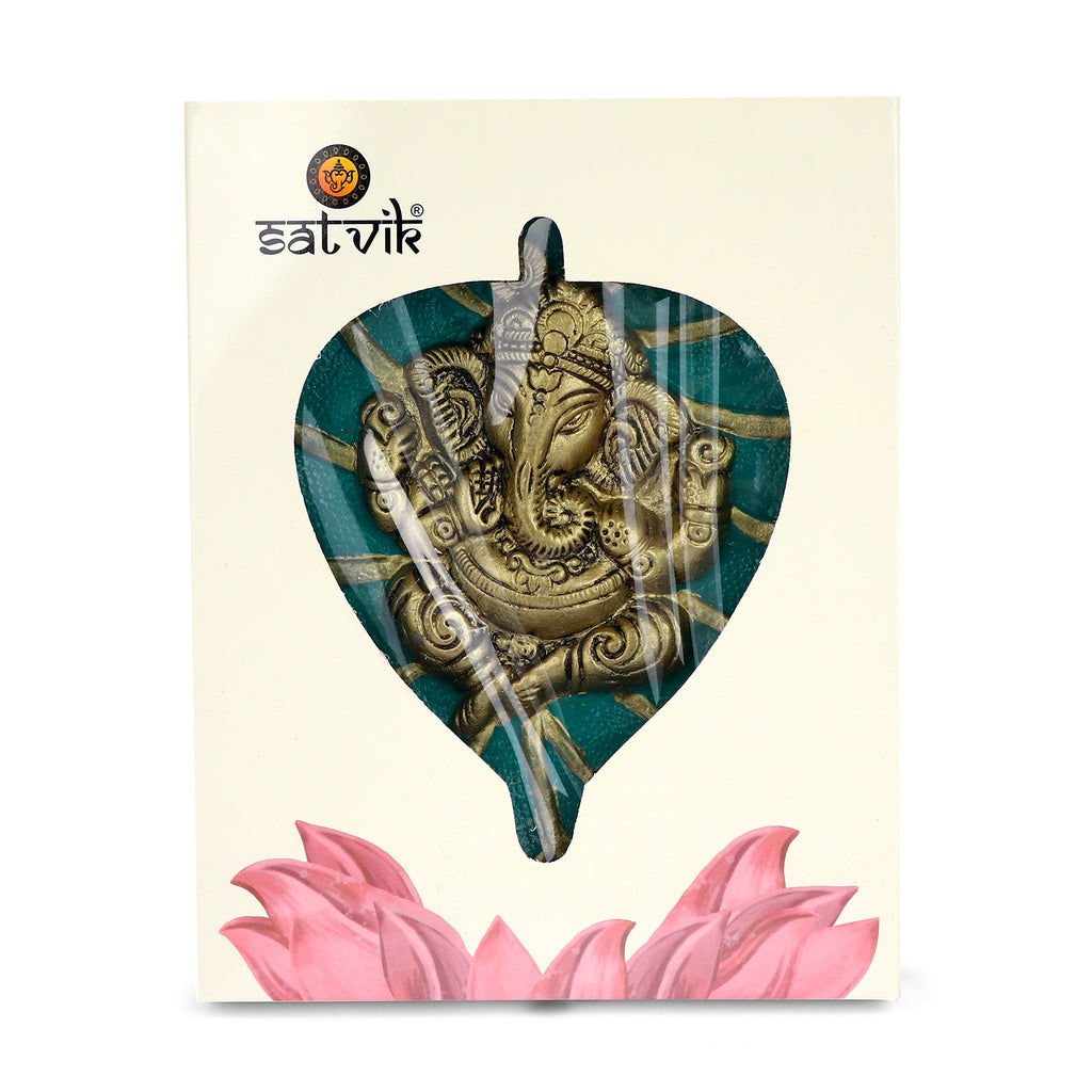 Lord Ganesh on Leaf Patta Wall Hanging Red