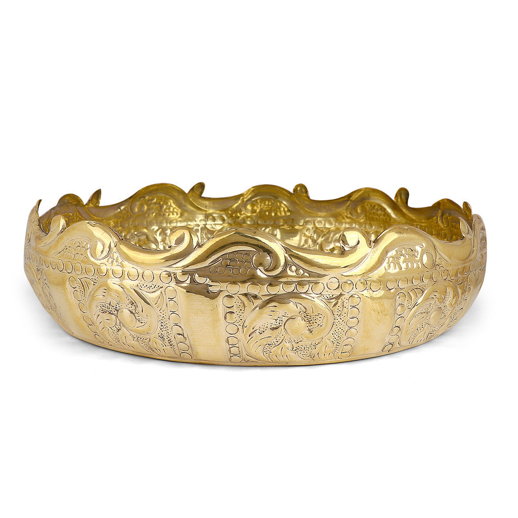 Decorative Brass Floral Desing Embossed Brass Urli|