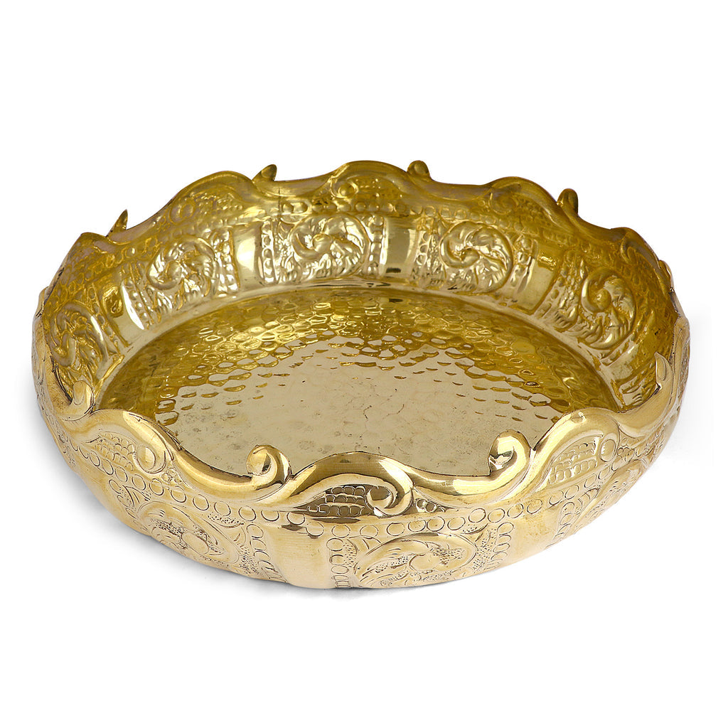 Decorative Brass Floral Desing Embossed Brass Urli|