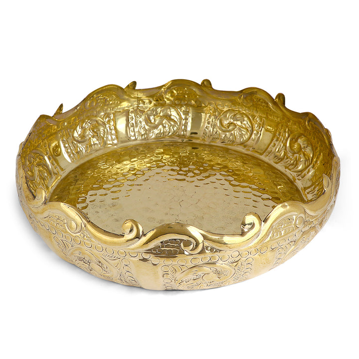 Decorative Brass Floral Desing Embossed Brass Urli|