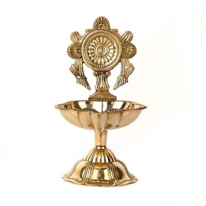 1 Pair of Designer 100% Pure Brass Shankh Chakra Diya