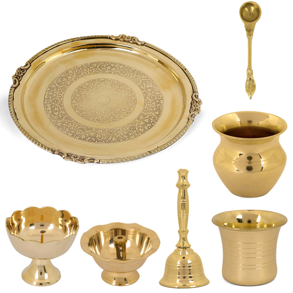 Brass Royal Pooja Thali Set 7 Piece