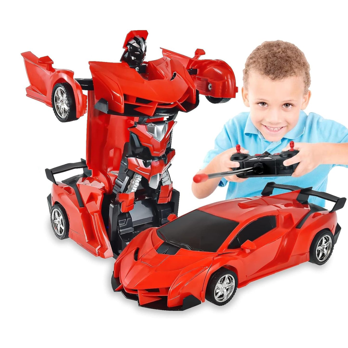 2 In 1 Automatic Robot Converted Remote Control Car With Light Scale 360drifting Deformation Robot Car Toy Kids Boys Robot Convertunique Toy For Boys (1 Pc) - Springkart 
