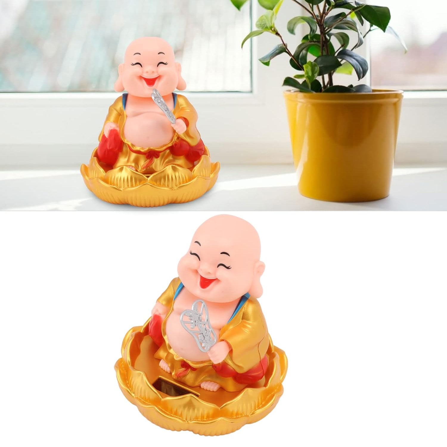 Solar Power Moving Buddha Car Ornament (1 Pc) - Springkart 