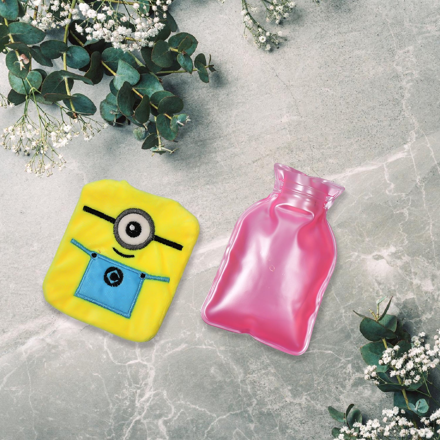 6506 Minions Small Hot Water Bag With Cover For Pain Relief Neck Shoulder Pain And Hand Feet Warmer Menstrual Cramps. - Springkart 