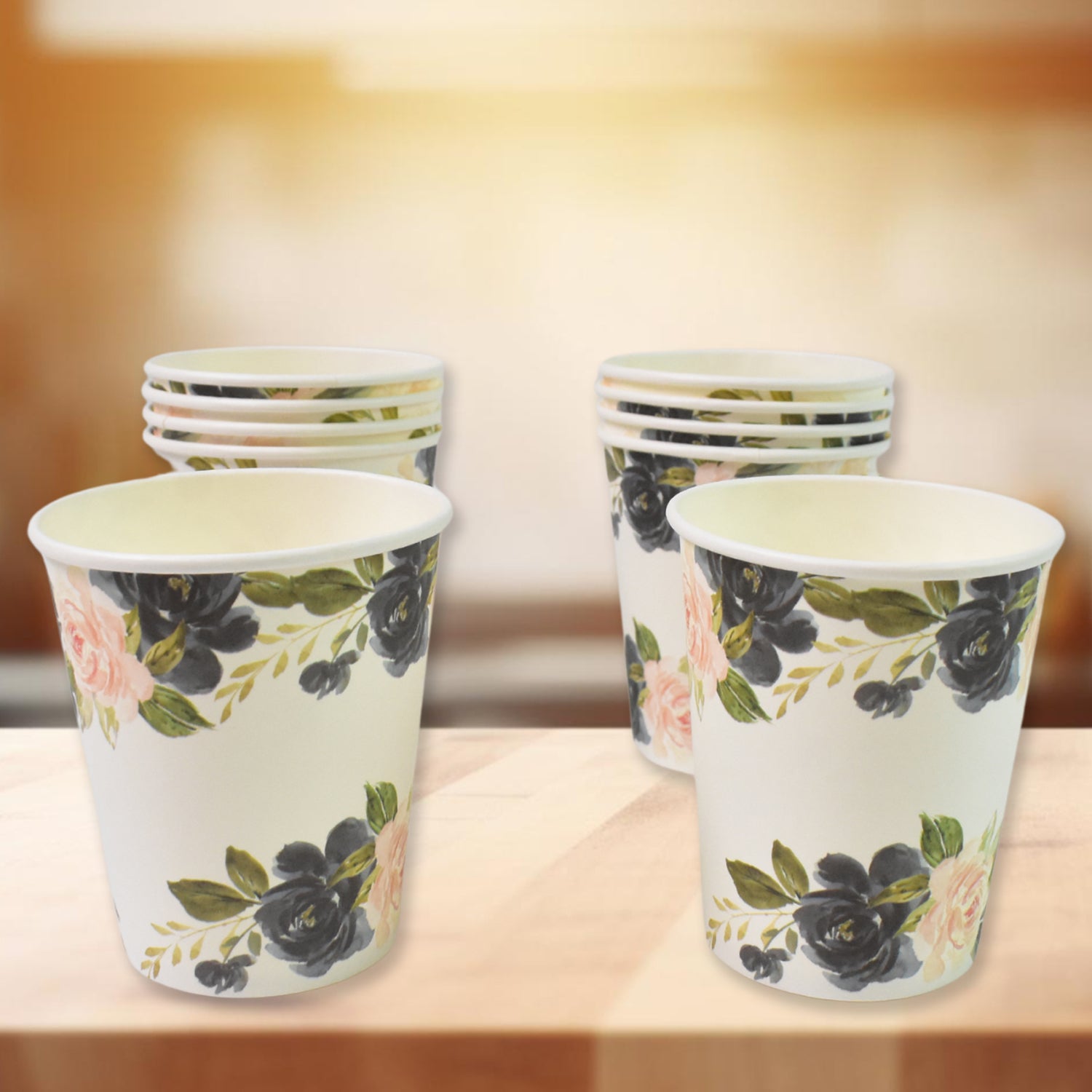 Disposable Paper Cups Disposable Tea Coffee Cups (10 Pcs Set Mix Color Design) - Springkart 