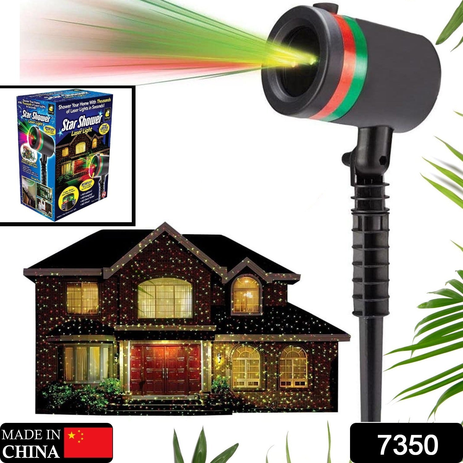 7350 Star Fairy Motion Laser Lights Projector For Garden Lawn Landscape Outdoor Indoor Home Office Diwali Christmas Navratri Decorative Light Party (No Remote Button Multicolour) - Springkart 