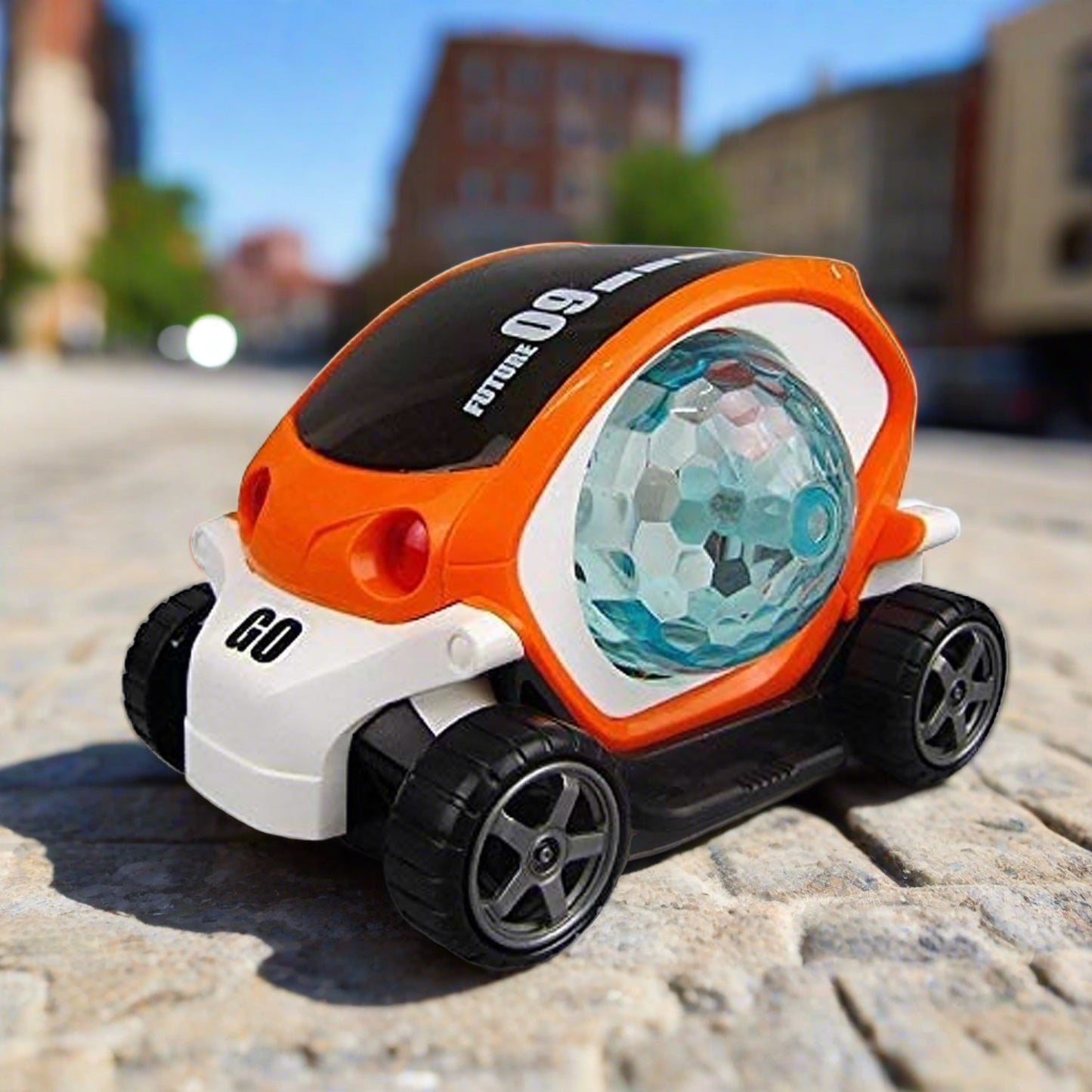 17922 Plastic 360 Degree Rotating Stunt Car Toy For Kids - Bump And Go Action With 4d Lights And Music Plastic Mini Car With Disco Ball (1 Pc Battery Not Included) - Springkart 