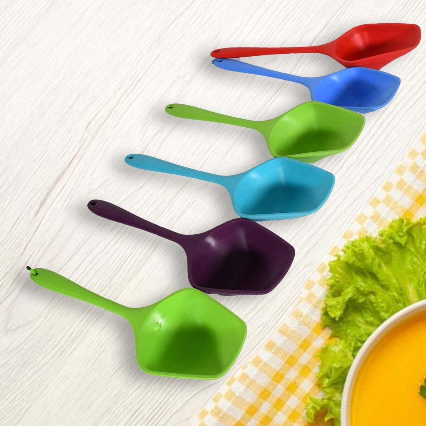 Multipurpose Silicone Spoon, Silicone Basting Spoon Non-Stick Kitchen Utensils Household Gadgets Heat-Resistant Non Stick Spoons Kitchen Cookware Items For Cooking and Baking (6 Pcs Set) - Springkart 