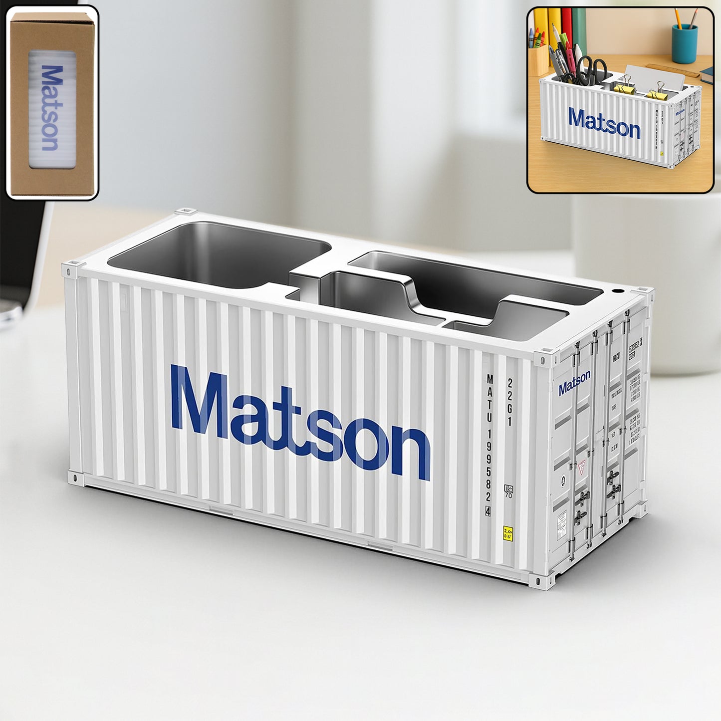 Container-style Multi-compartment Desk Organizer (1 Pc)