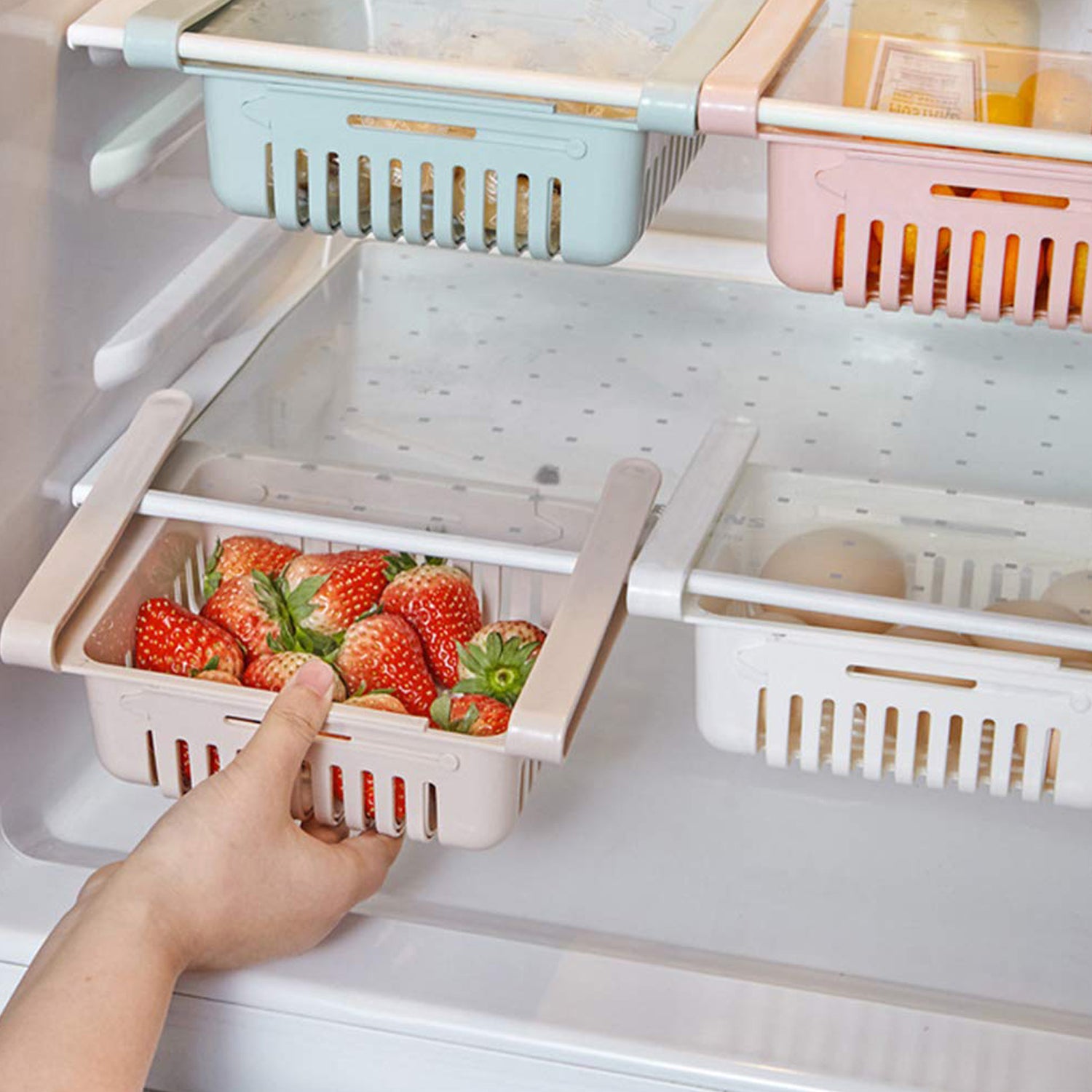 Expandable Adjustable Multipurpose Fridge Storage Basket (1 Pc) - Springkart 