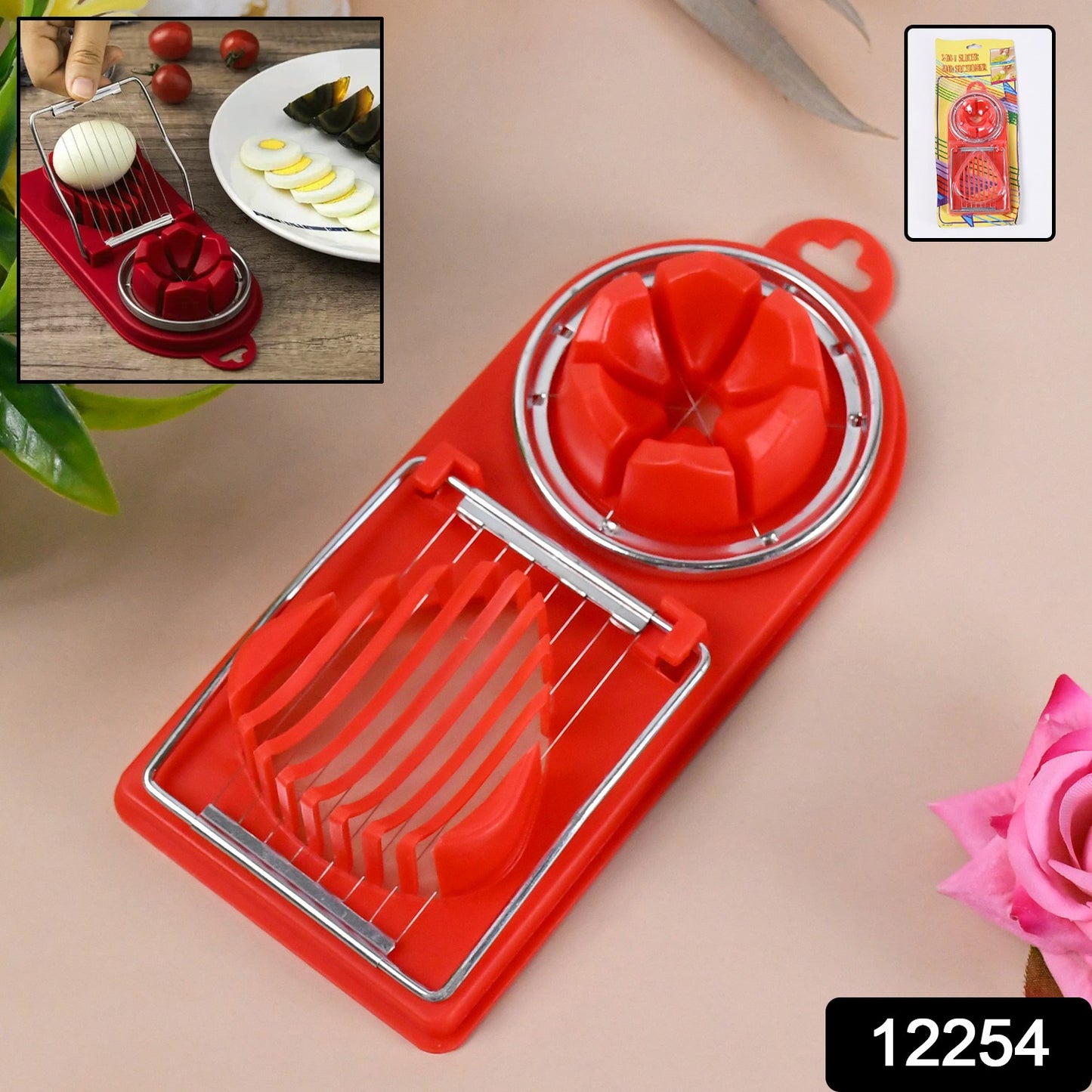 2 In 1 Egg Slicer Egg Cutter For Hard Boiled Eggs (1 Pc) - Springkart 