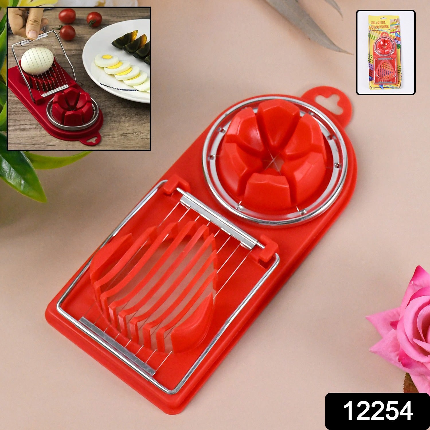 2 In 1 Egg Slicer Egg Cutter For Hard Boiled Eggs (1 Pc) - Springkart 
