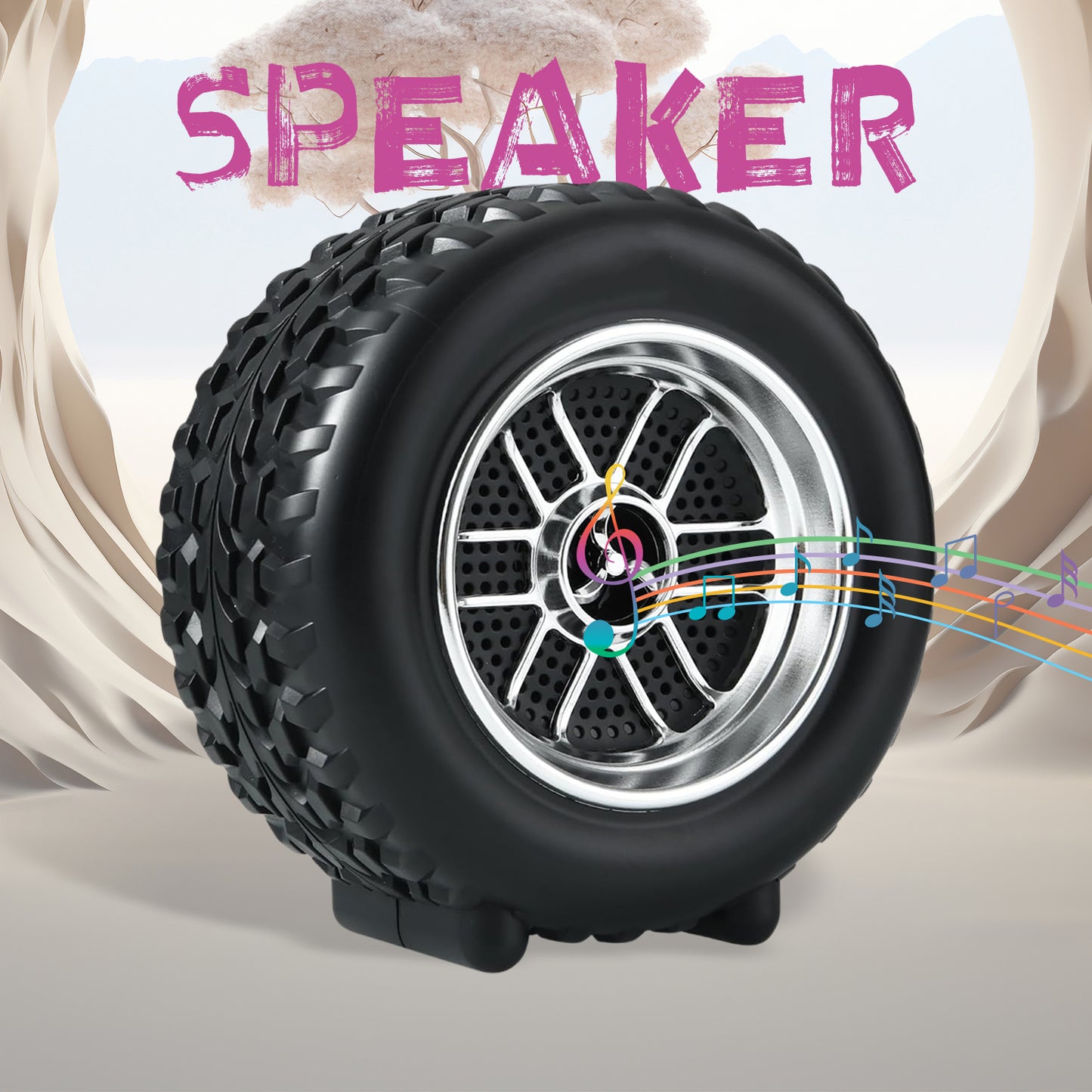 Portable Tyre  Wheel Shape Wireless Bluetooth Speaker (1 Pc)