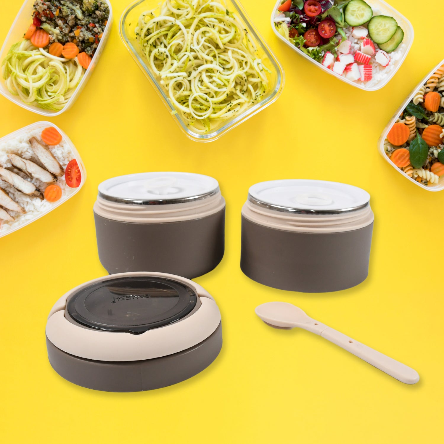 8147 Ganesh Smart Stack 2 Layer Protable Lunch Box Stainless Steel Airtight Leak-proof Lunch Box For Office School Picnic - Color May Vary - Springkart 