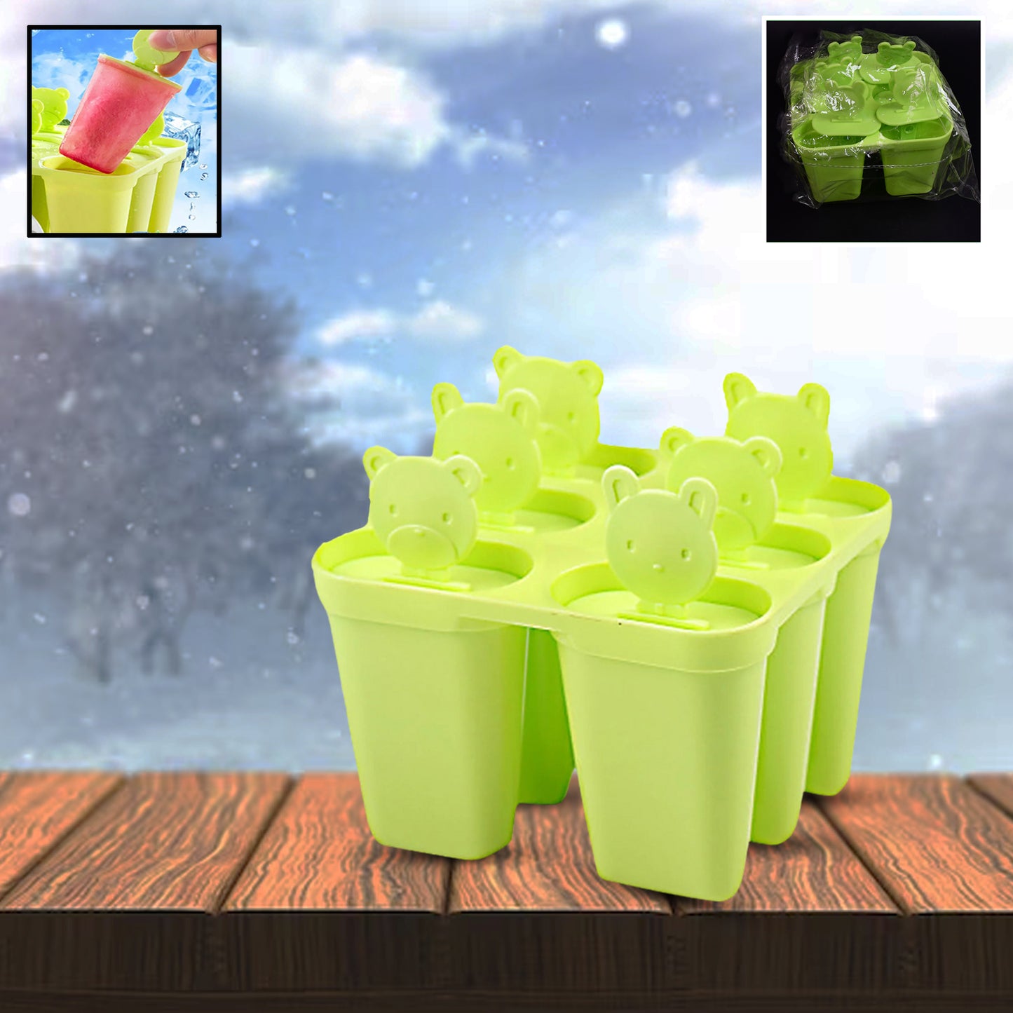 Plastic 6 Grid  Compartment Popsicle Ice Cream Mold (1 Pc)