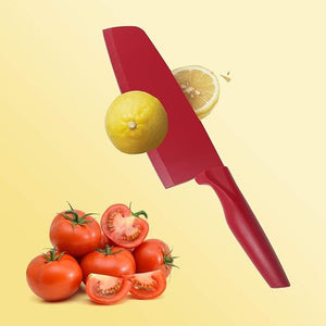 5-Piece Premium Red Kitchen Knife Set with Scissors and Peeler – Non-Stick Stainless Steel Blades and Ergonomic Handles for Home & Professional Use